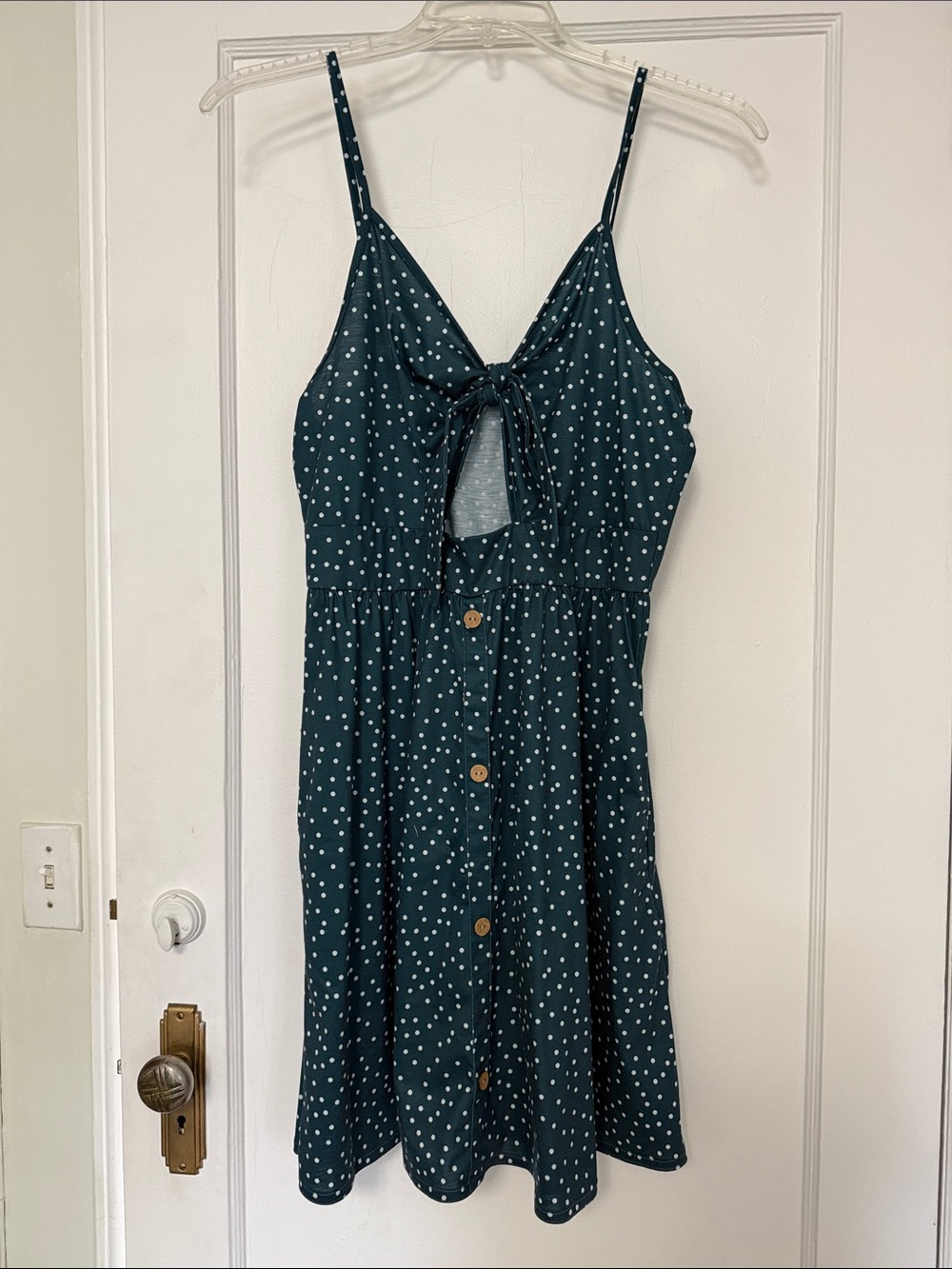 Green Polka Dot Tie-Front Sundress